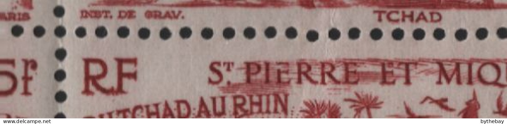 St Pierre Et Miquelon 1946 MH Sc C9 Block Of 10 5fr Chad To Rhine Issue Varieties - Blocs-feuillets