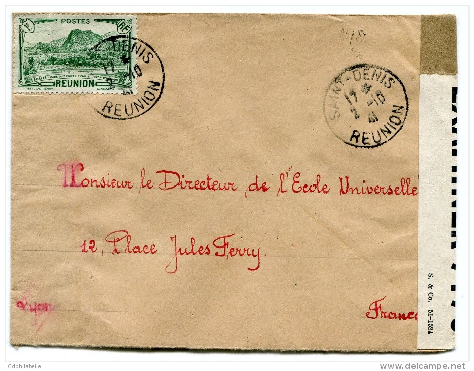 REUNION LETTRE CENSUREE DEPART SAINT-DENIS 2-10-41 REUNION POUR LA FRANCE - Lettres & Documents