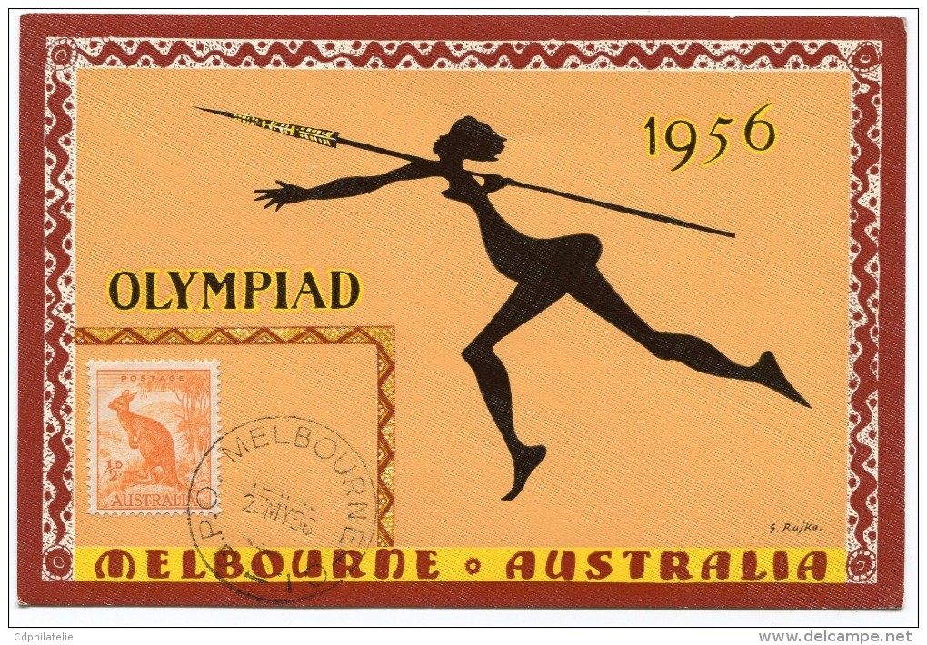 THEME JEUX OLYMPIQUES AUSTRALIE CARTE POSTALE OLYMPIAD 1956 MELBOURNE OBLITERATION 23 MY 56 MELBOURNE - Zomer 1956: Melbourne