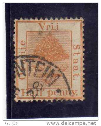 ORANGE FREE STATE STATO LIBERO 1868 1900 TREE ALBERO HALF 1/2 PENNY ORANGE 1883 USED USATO - Stato Libero Dell'Orange (1868-1909)