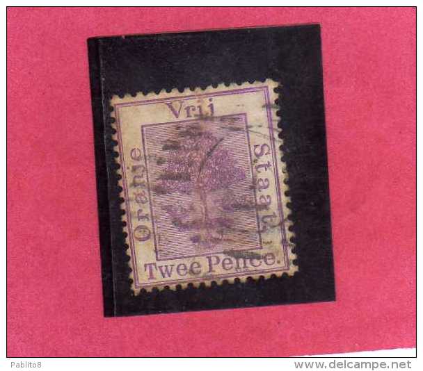 ORANGE FREE STATE STATO LIBERO 1868 1900 TREE ALBERO 2 PENNY VIOLET 1883 USED USATO - Orange Free State (1868-1909)