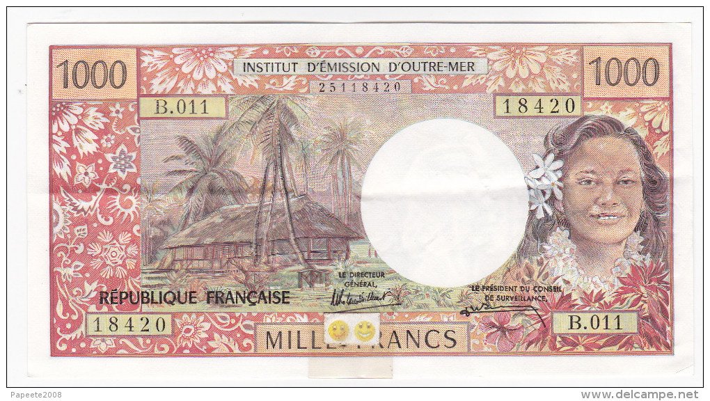 Polynésie Française - 1000 FCFP - Mention "PAPEETE" Au Verso - B.011 / Signatures Roland-Billecart / Waitzenegge - SUP++ - Territoires Français Du Pacifique (1992-...)