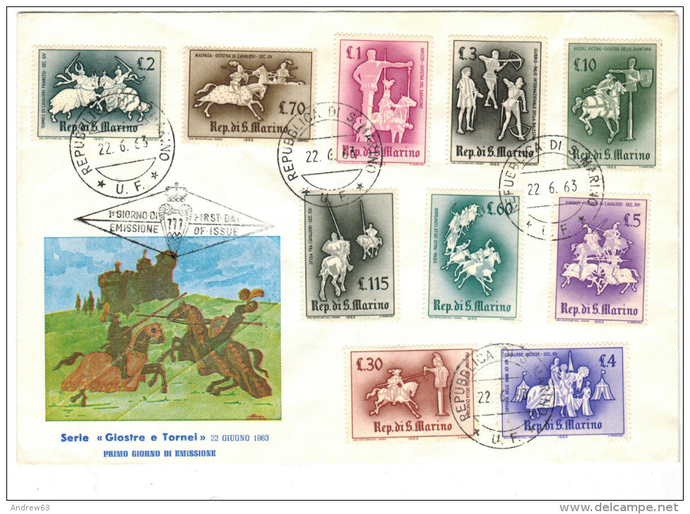 SAN MARINO - 1963 - GIOSTRE E TORNEI - FDC - FDC