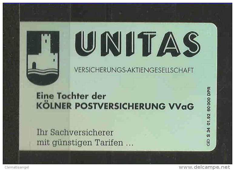 TOP!! DEUTSCHLAND * S 34 * 01/92 * UNITAS * 60 000 * UNUSED/MINT/POSTFRISCH * DM 12,00 **!! - S-Series: Schalterserie Mit Fremdfirmenreklame