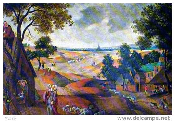 43 Chapelle N.D De MONTFAUCON Collection De 12 Tableaux D´Abel Grimer  Mai Tonte Des Brebis - Montfaucon En Velay