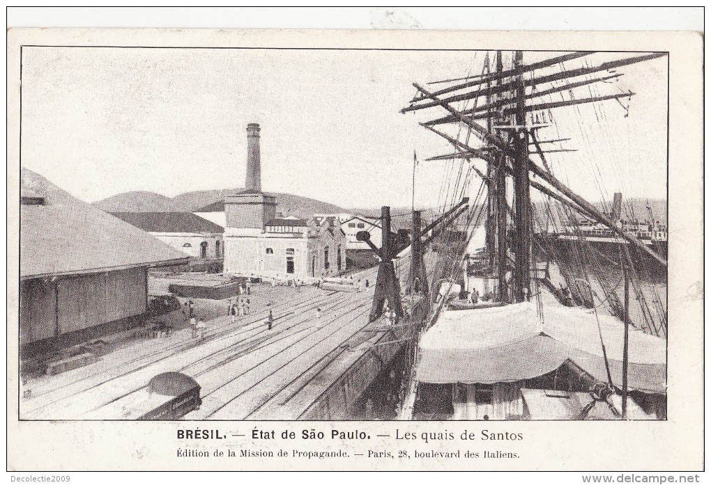 B80891 Etat De Sao Paolo Les Quais De Santos  Brazil  Front/back Image - São Paulo