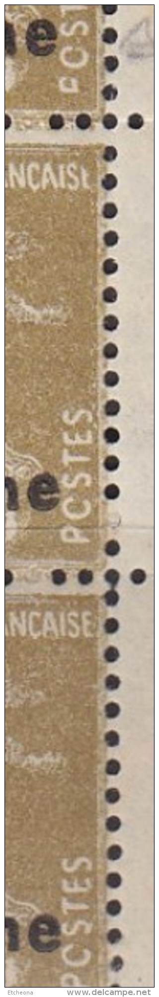 = Bloc 6 Timbres Neufs Le O De Postes Sur Timbres De Droite Est Pas Fermé 279A Semeuse Fond Plein Surchargé 1/2 Centime - Unused Stamps