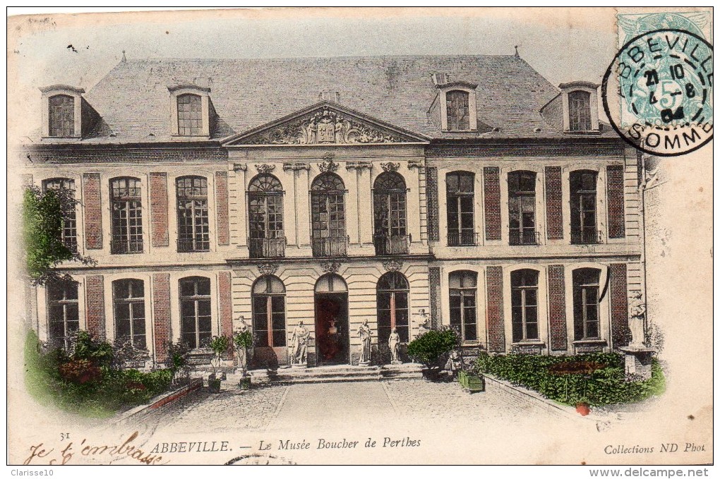 80 Abbeville Le Musée Boucher De Perthes Colorisée Carte Preecurseur - Abbeville