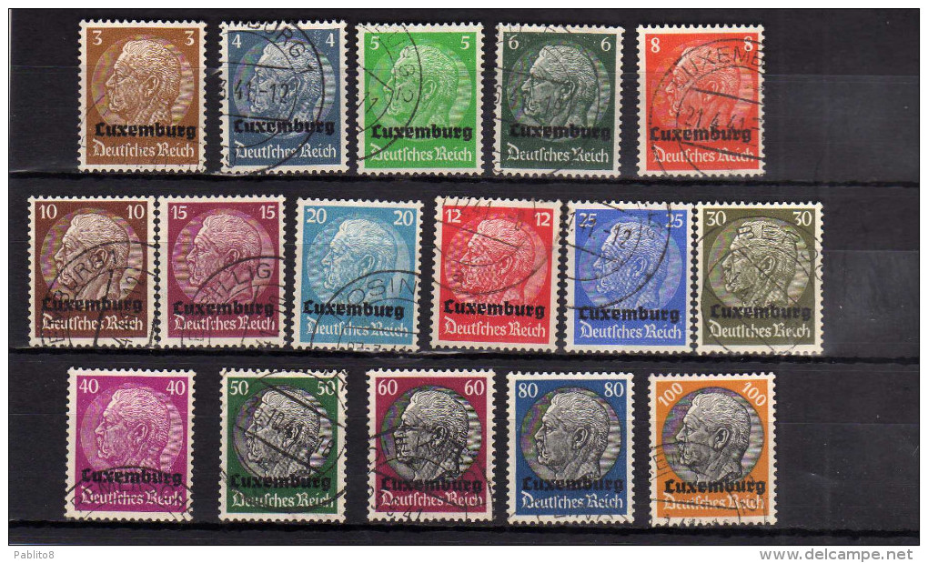 LUXEMBOURG LUSSEMBURGO LUXEMBURG 1940 GERMAN OCCUPATION COMPLETE SET SERIE COMPETA USED - 1940-1944 Duitse Bezetting