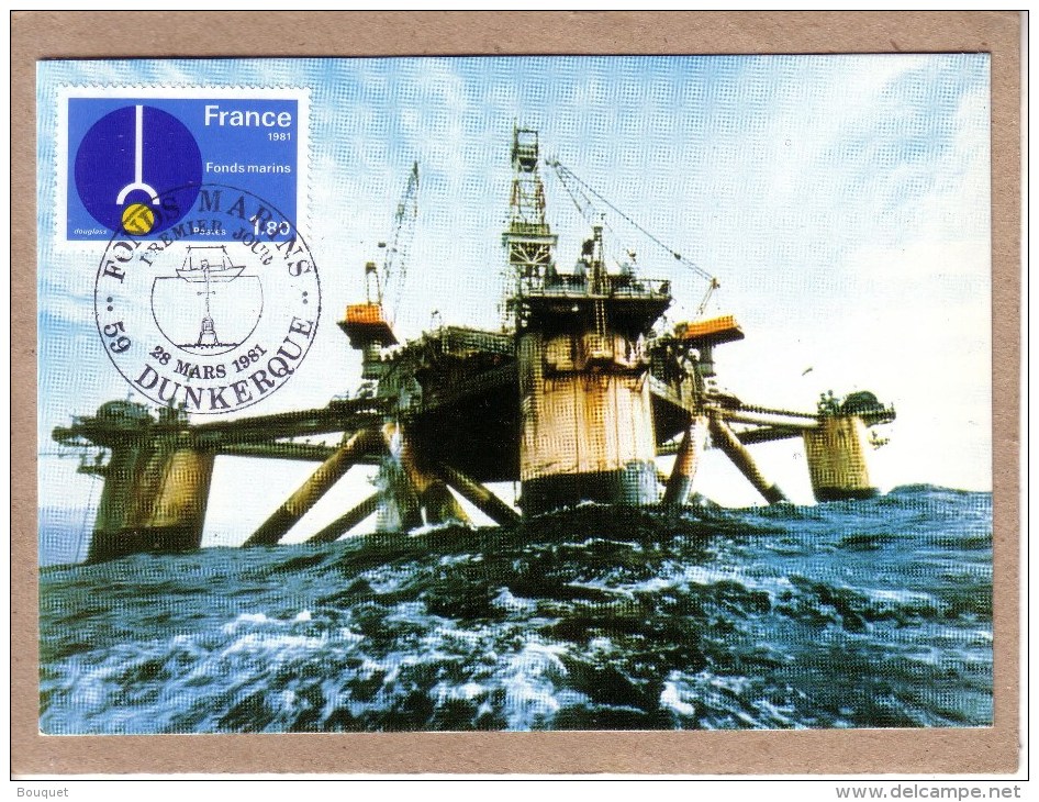 NORD - DUNKERQUE - CARTE PREMIER JOUR - FDC - FONDS MARINS - 28 MARS 1981 - PETROLE - Aardolie