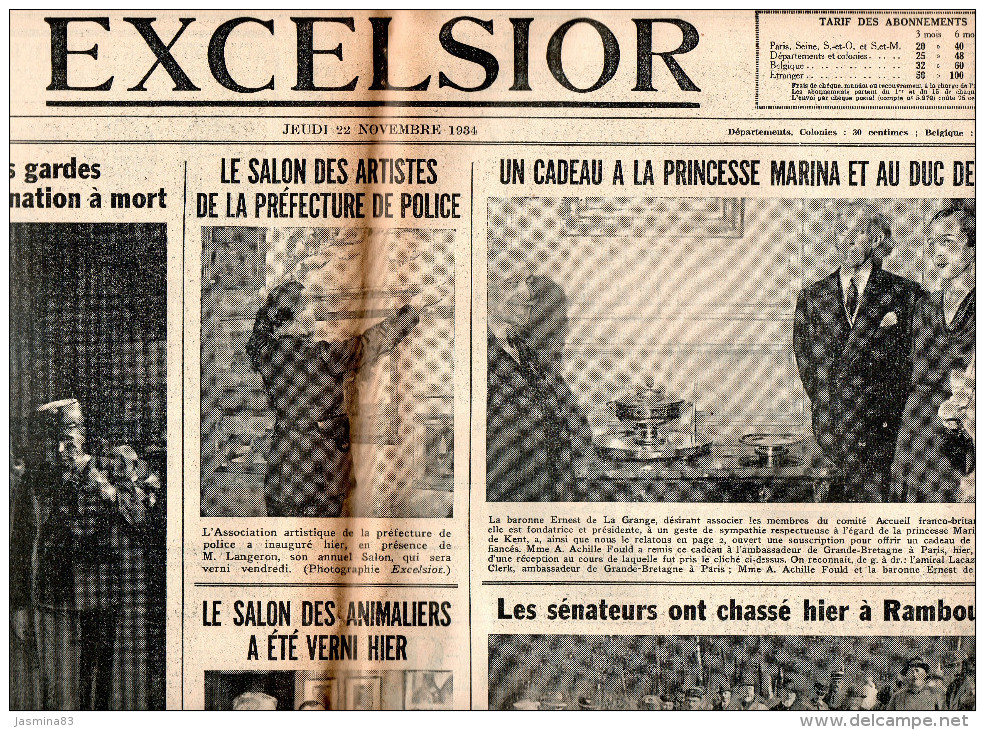 Excelsior Du Jeudi 22 Novembre 1934 - Informations Générales