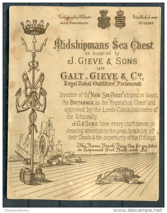 Midshipmans Sea Chest - J. Gieve &amp; Co Royal Naval Outfitters Portsmouth England Illustrated Advertising Card - Advertising