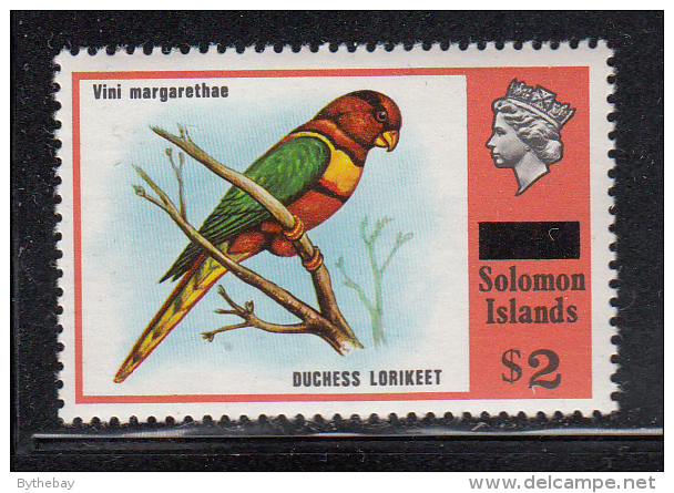 British Solomon Islands MNH Scott #310 $2 Duchess Lorikeet With Black Bar Over 'British' - Islas Salomón (...-1978)