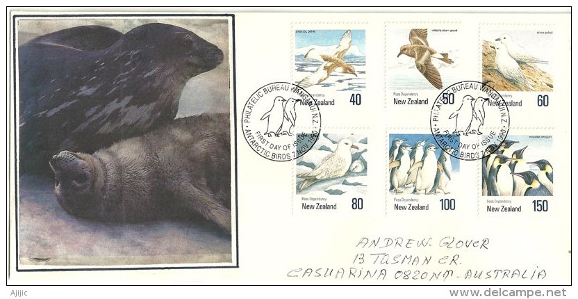 ÎLE DE ROSS.  FAUNE ANTARCTIQUE.  Série Complète. Enveloppe Speciale - Antarctic Wildlife