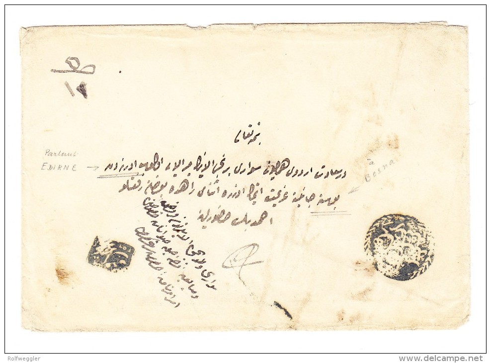 1844 Amtlich-Brief Von Edirne Nach Constantinopel Mit Arab Negativ Stempel "Im Name Der Post Von Istanbul" - ...-1858 Prephilately