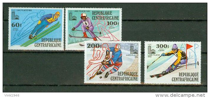 Centrafricaine 1979, 4V,olympic Lake Placid,skien,ijshockey,ic Ehockey,slalom,afdaling, MNH/Postfris(D1342) - Hiver 1980: Lake Placid