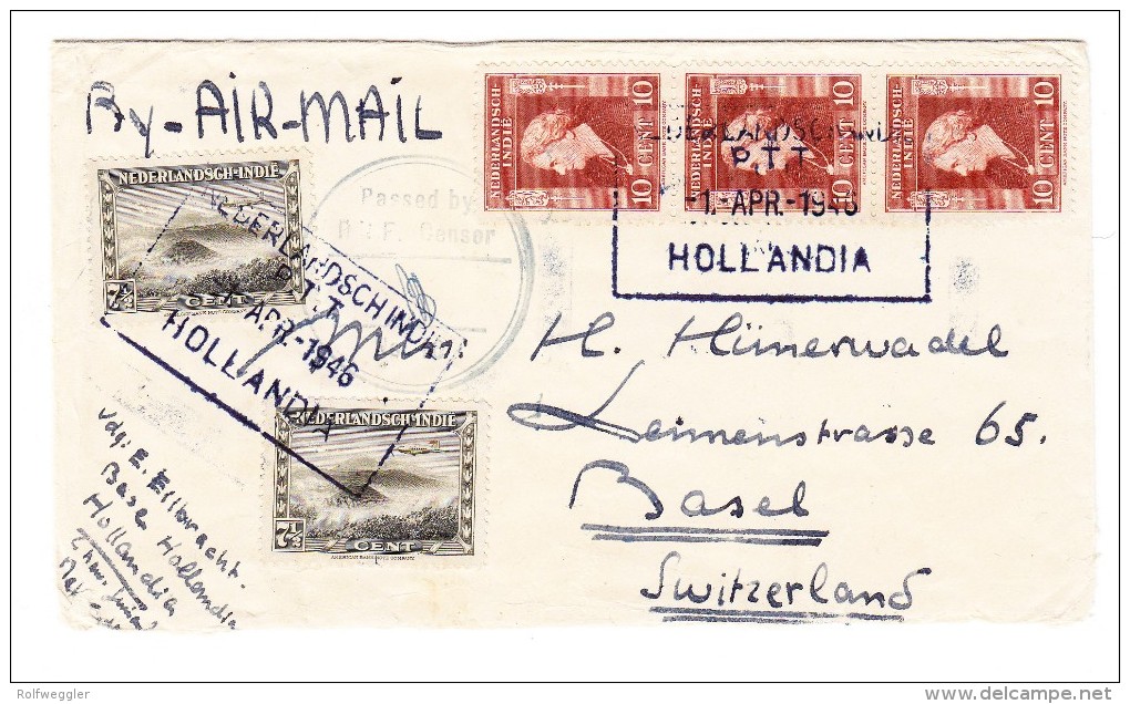 Zensur-Brief 1946 Von Der "Base Hollandia" Nach Basel CH - Netherlands Indies