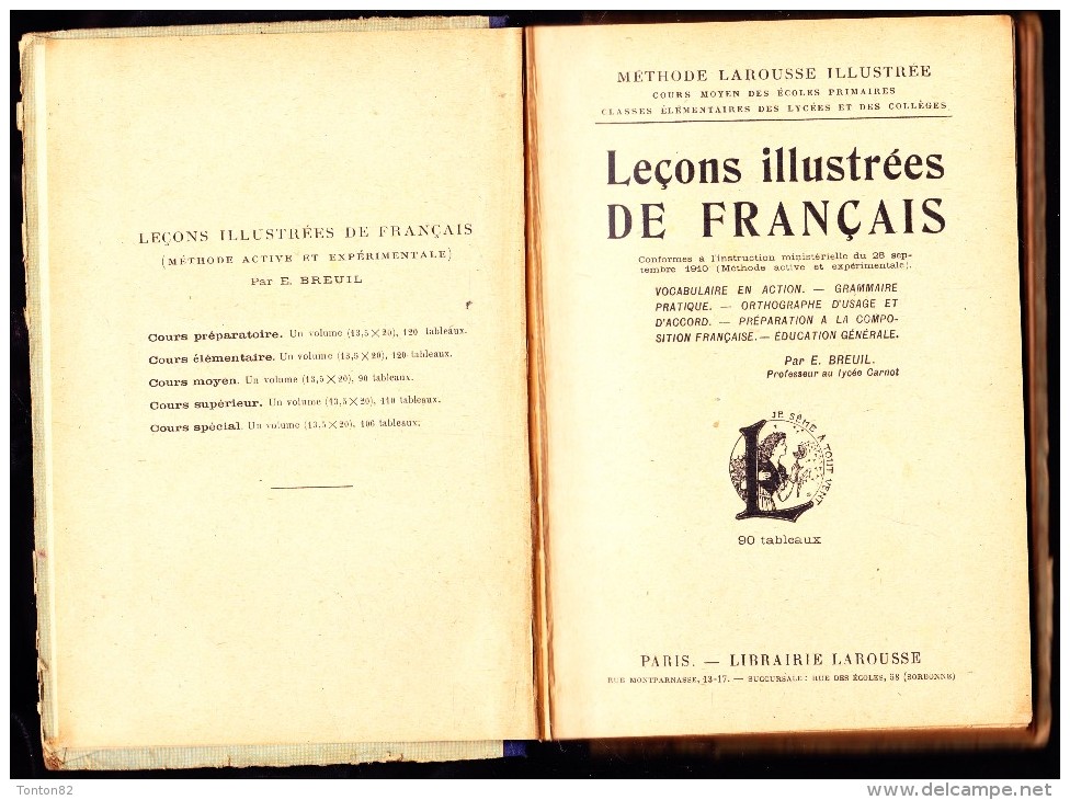 E. Breuil - Leçons Illustrées De Français - Cours Moyen - Librairie Larousse - ( 1926 ) . - 6-12 Ans