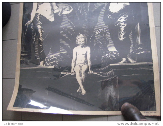 Affiche Litho  94 CmX 61cm  PRACHTIG PARFAIT1925 Exposition Du Livre Et De La Gravure Praag MAX SVABINSKY - Lithographies