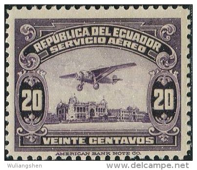 JA0261 Ecuador 1939 Aircraft Flying Over Buildings 1v MNH - Equateur