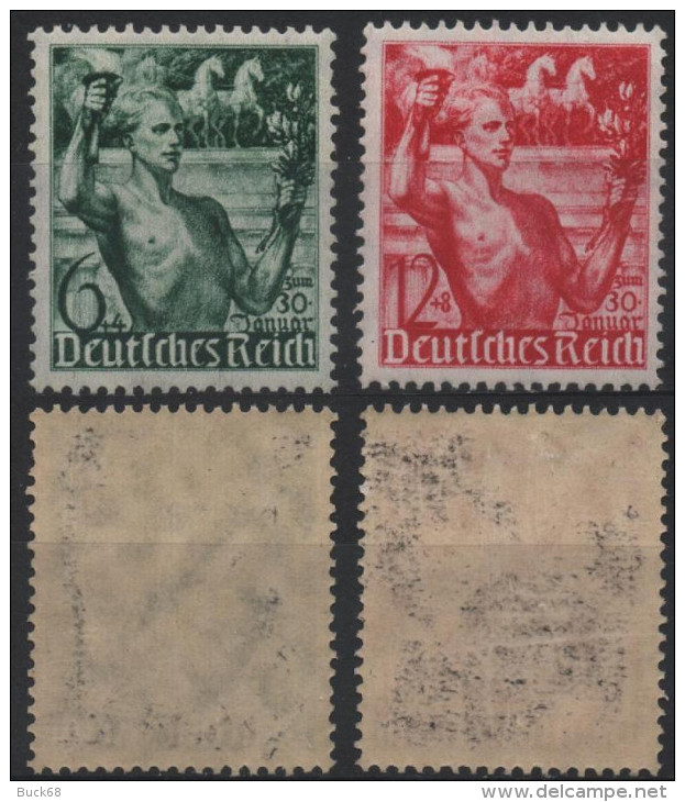 ALLEMAGNE DEUTSCHES III REICH 603 à 604 ** MNH Anniversaire Du Part Nazi : Sportif Et Torche - Unused Stamps