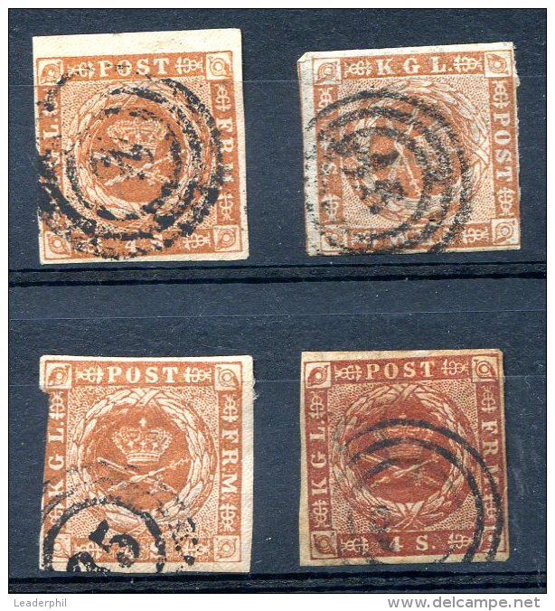 DENMARK Yvert # 4 X 4 VERY NICE! VF - Used Stamps