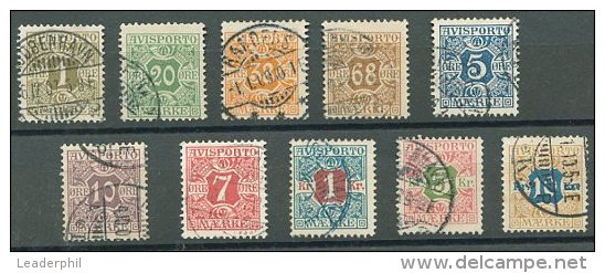 DENMARK Yvert # J 1/10 Complete Set Used VF - Oblitérés