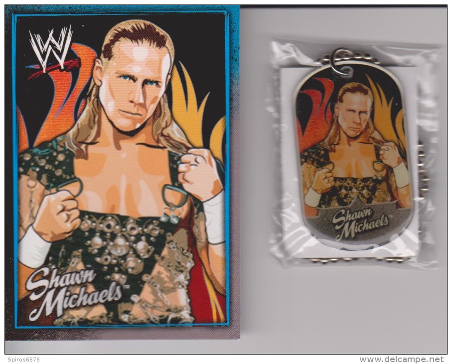 WWE Collectible Wrestling TAGS By Topps Europe 2008 SHAWN MICHAELS Still Sealed Tag + Trading Card - Habillement, Souvenirs & Autres