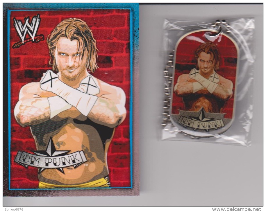 WWE Collectible Wrestling TAGS By Topps Europe 2008 CM PUNK Still Sealed Tag + Trading Card - Bekleidung, Souvenirs Und Sonstige