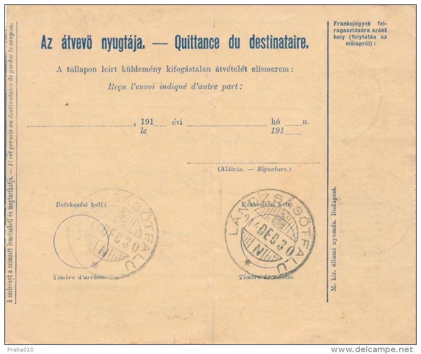 I0745 - Hungary (1914) Barczika P. Udv. / Landzsasötfalu (postal Parcel Dispatch Note) - Briefe U. Dokumente