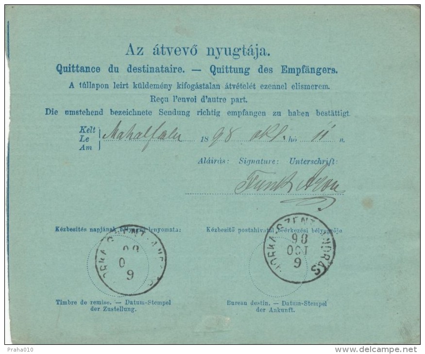 I0749 - Hungary (1898) Nagy Szeben P. U. / Horka Szent Andras (postal Parcel Dispatch Note) - Briefe U. Dokumente