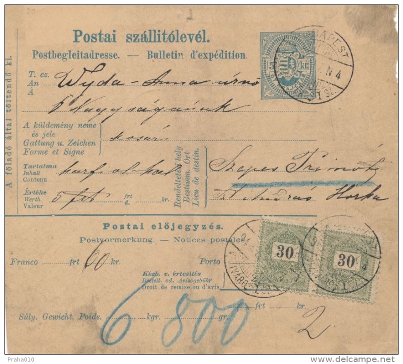 I0752 - Hungary (1894) Budapest / Horka Szent Andras (postal Parcel Dispatch Note) - Briefe U. Dokumente