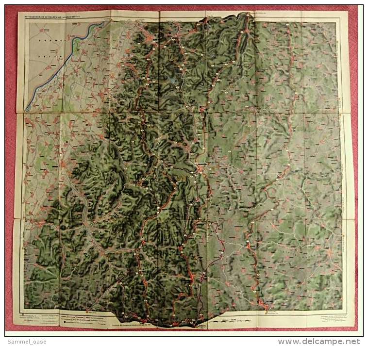 ARAL BV-Tourenkarte Schwarzwald - Nördlicher Teil -  Von Ca. 1955 - 1 : 125.000  -  Ca. Größe : 69 X 62,5 Cm - Mappemondes
