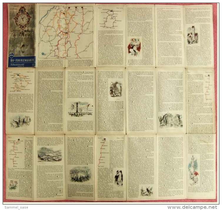 ARAL BV-Tourenkarte Schwarzwald - Nördlicher Teil -  Von Ca. 1955 - 1 : 125.000  -  Ca. Größe : 69 X 62,5 Cm - Maps Of The World