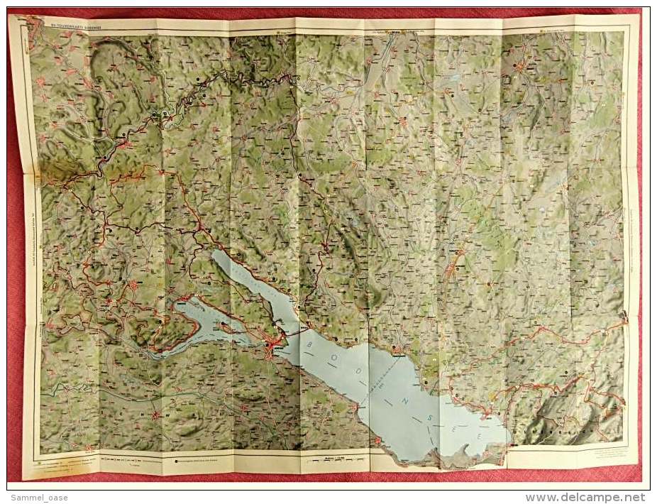 ARAL BV-Tourenkarte Bodensee -  Von Ca. 1955 - 1 : 125.000  -  Ca. Größe : 69 X 62,5 Cm - Mappemondes