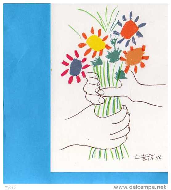 PICASSO 1958 Editions Combat Pour La Paix, Mains Avec Bouquet De Fleurs - Peintures & Tableaux