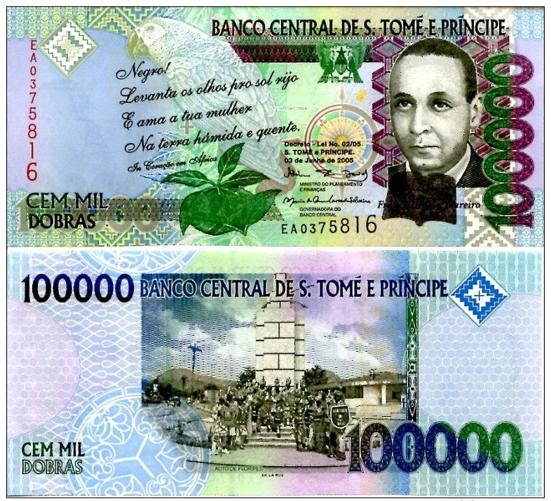 SAINT THOMAS & PRINCE P. 69a 100000 DOBRAS 2005 UNC - Sao Tomé Et Principe