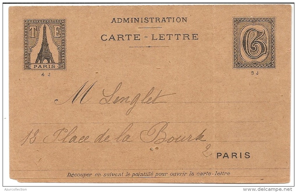 RARE . CARTE LETTRE PUBLICITAIRE DE L'ADMINISTRATION - Pseudo-entiers Privés