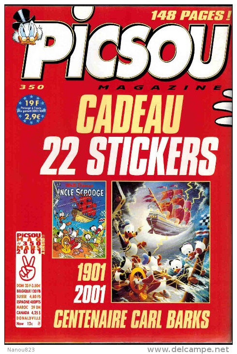 PICSOU MAGAZINE N° 350 De Mars 2001 Spécial Carl Barks Picsou D'or - Picsou Magazine