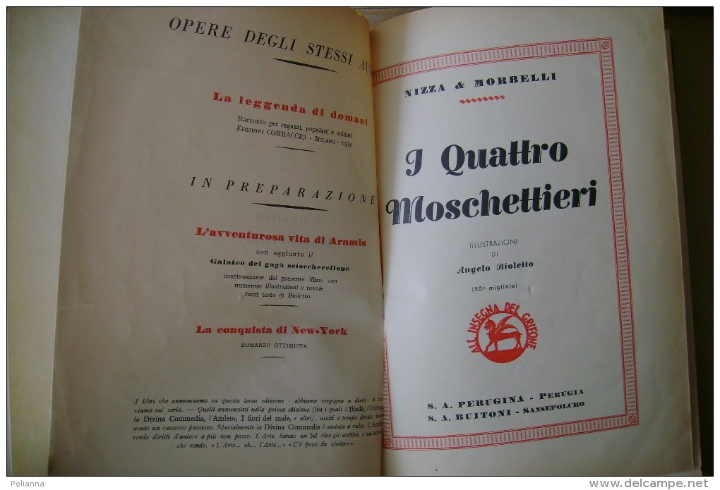 PCC/19 Nizza-Morbelli I QUATTRO MOSCHETTIERI Perugina - Buitoni, 1936  Ill.Bioletto - Old