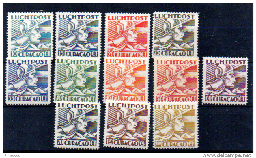 Curaçao 1931, Mercure, PA 4 / 15** (pas 7A – 11*), Cote 57 € - Curacao, Netherlands Antilles, Aruba