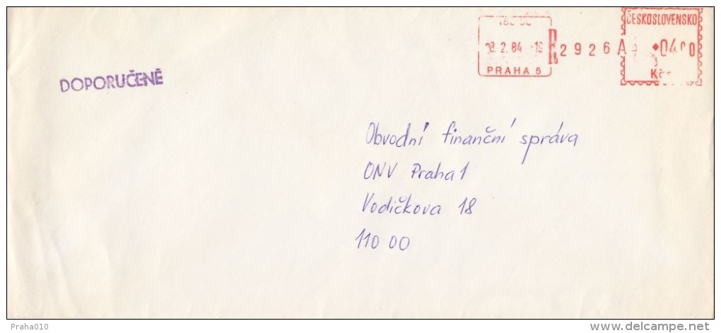 I0464 - Czechoslovakia (1984) 150 00 Praha 5 (Test The Operation Of Special Franking Machines!) - Lettres & Documents