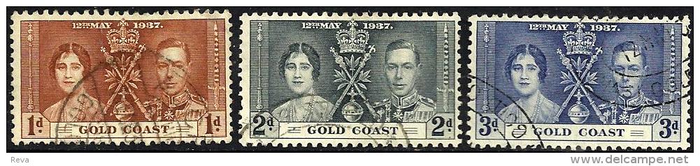 GOLD COAST CORONATION OF KGVI SET OF 3 ULH 12-05-1937 SG117-19 READ DESCRIPTION !! - Costa De Oro (...-1957)