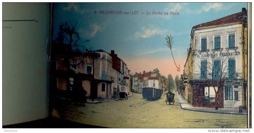 47 - Carnet Complet De 10 Cartes Couleurs De VILLENEUVE SUR LOT (1ère Série Beige) - A. Lacoste - Villeneuve Sur Lot