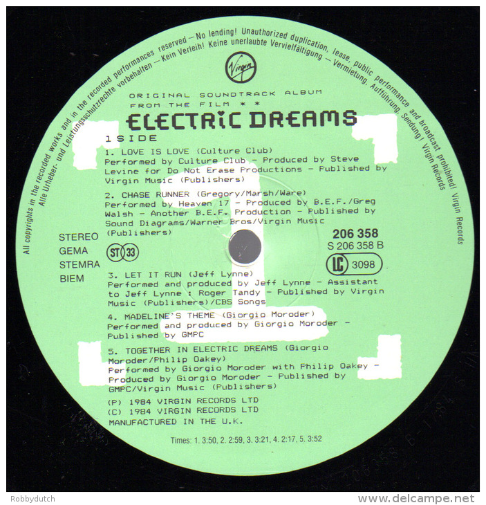 * LP *  ELECTRIC DREAMS (Original Soundtrack) (England 1984 EX-!!!) - Musique De Films