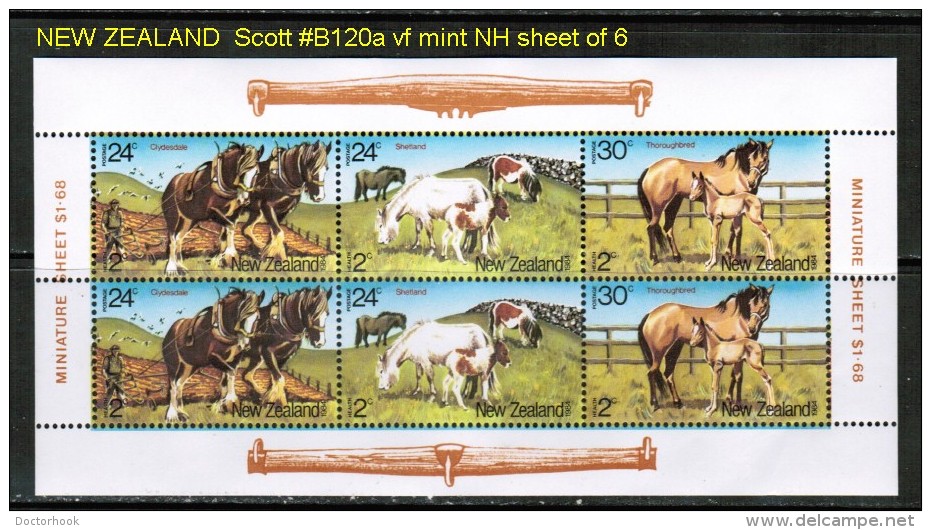 NEW ZEALAND   Scott  # B 120a*  VF MINT NH SHEET Of 6 - Ongebruikt