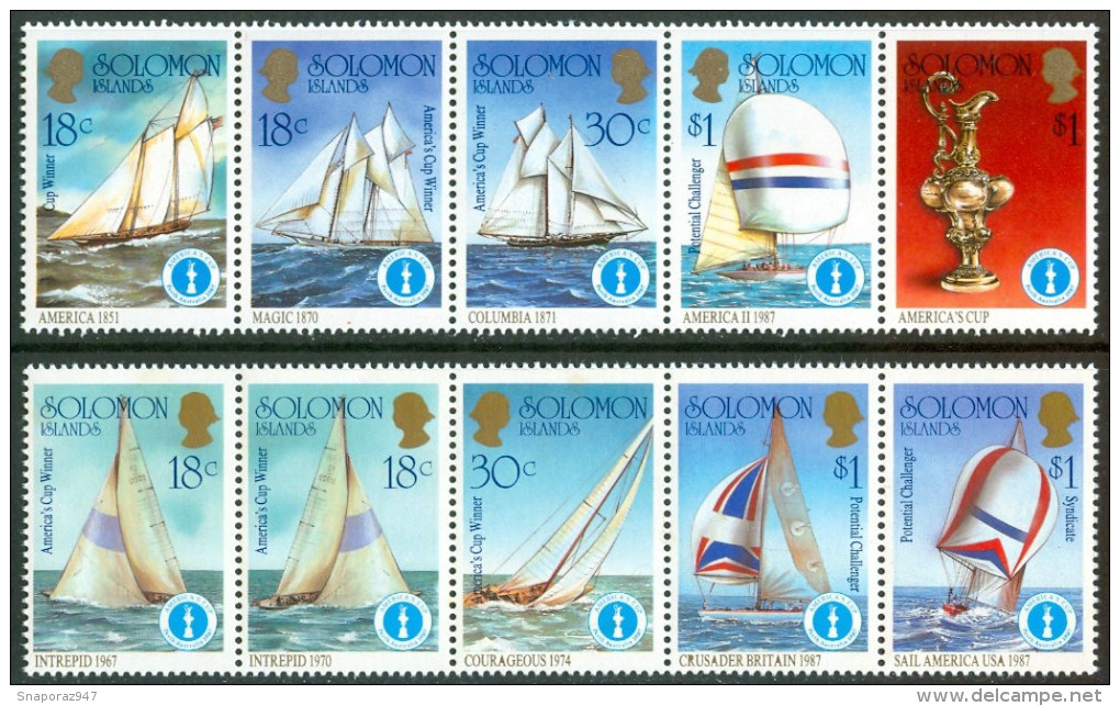 1986 Isole Solomone "Coppa America 1987" Regate Races Courses Barche Boats Bateaux Set MNH** -Fiog59 - Barche