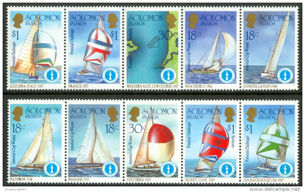1986 Isole Solomone "Coppa America 1987" Regate Races Courses Barche Boats Bateaux Set MNH** -Fiog59 - Barche