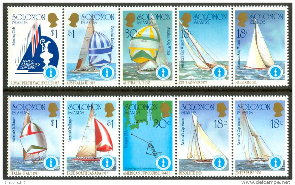 1986 Isole Solomone "Coppa America 1987" Regate Races Courses Barche Boats Bateaux Set MNH** -Fiog59 - Barche