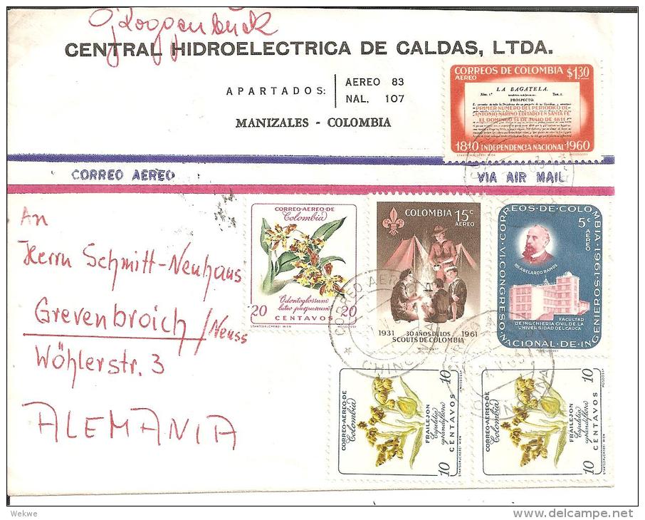 Co010/ -  KOLUMBIEN - Brief Mit Buntfrankatur 1963 Ex Manizales  Nach  Grevenbroich, Deutschland (cover, Lettre) - Kolumbien